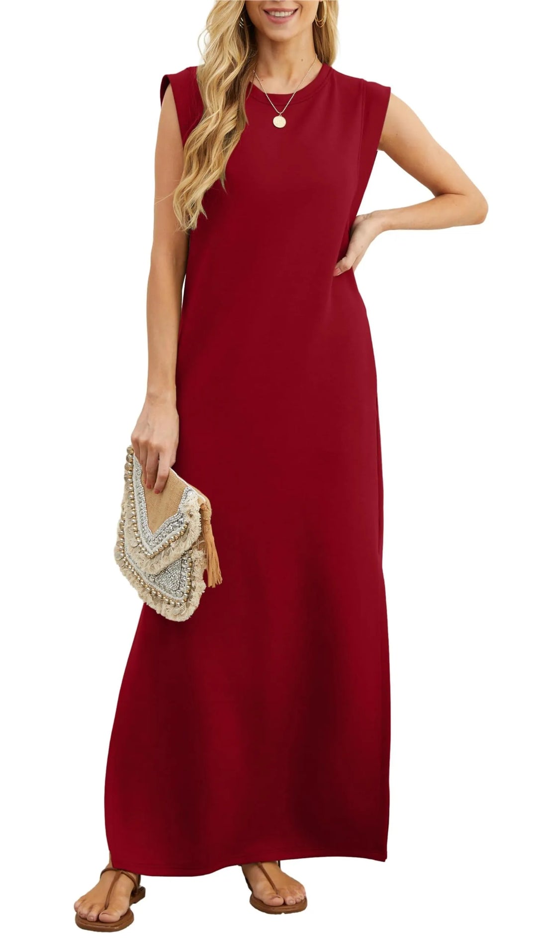 Denise™ - Lässiges, lockeres, aufgespaltenes, knitterfreies Maxikleid