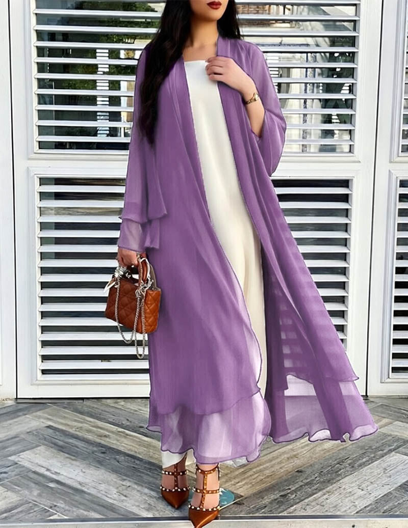 Damen Longline-Cardigan mit Rüschensaum und langen Ärmeln
