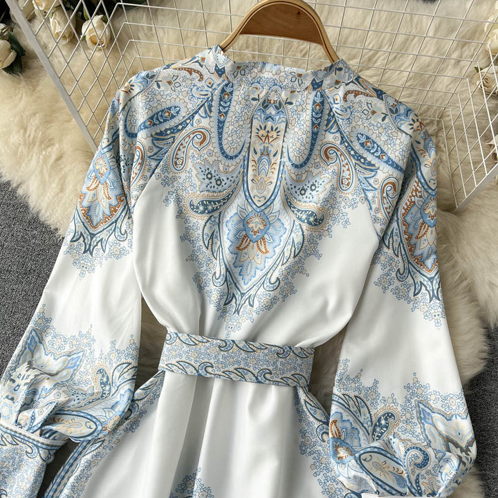 Blumen A-Linien Kleid mit Gürtel