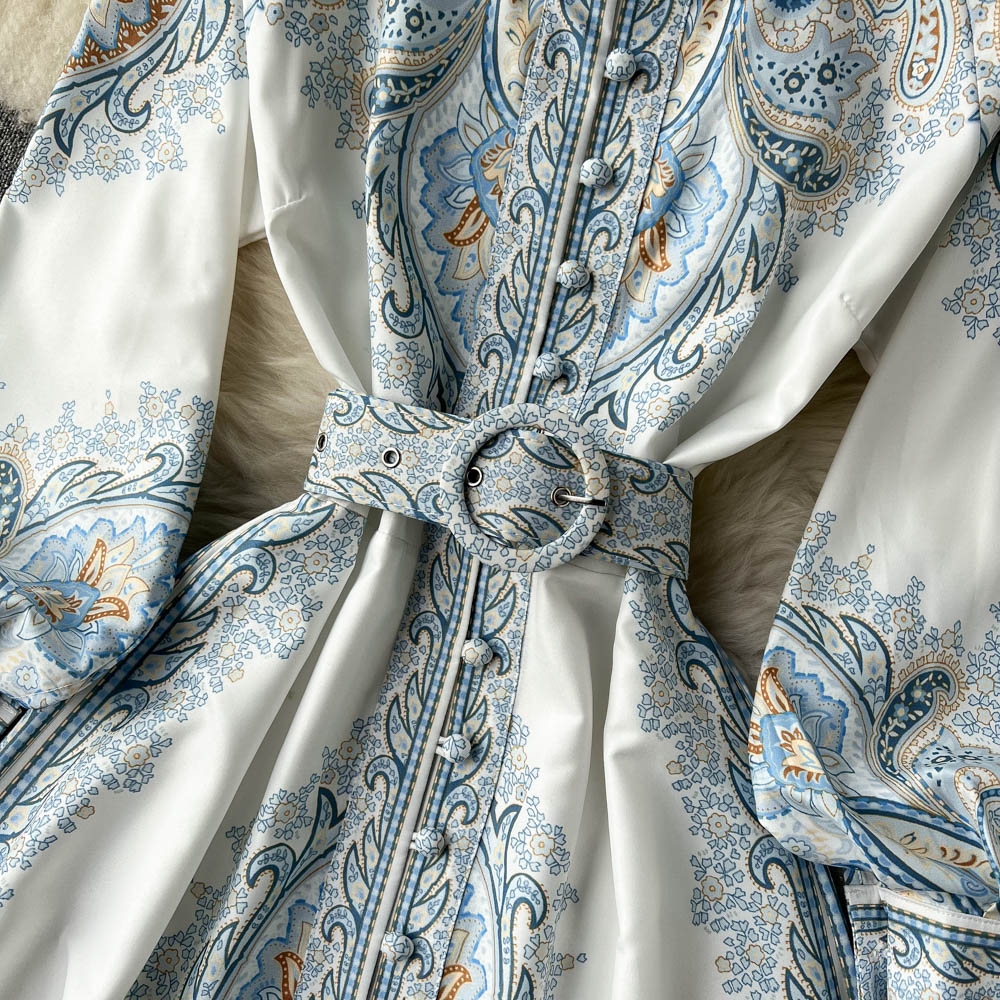 Blumen A-Linien Kleid mit Gürtel