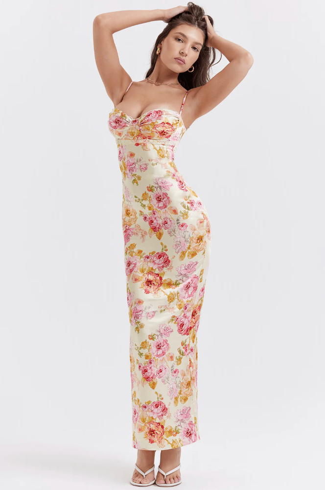Selene - Charmantes Blumenkleid mit Spaghettiträgern