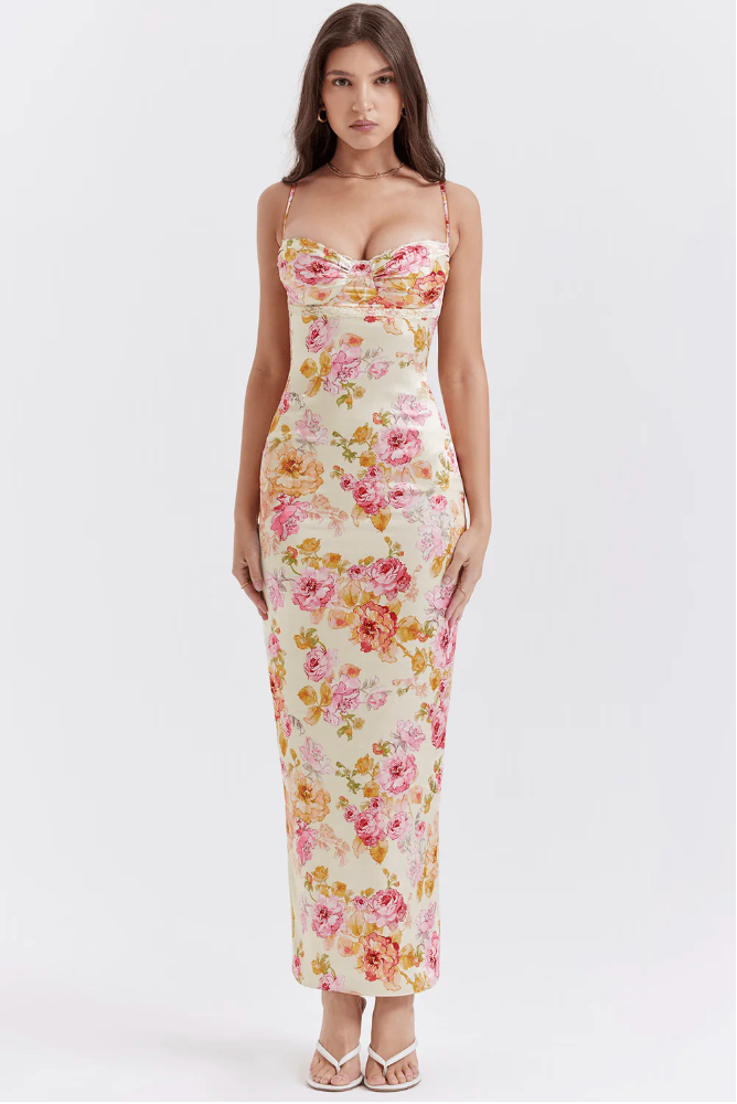 Selene - Charmantes Blumenkleid mit Spaghettiträgern