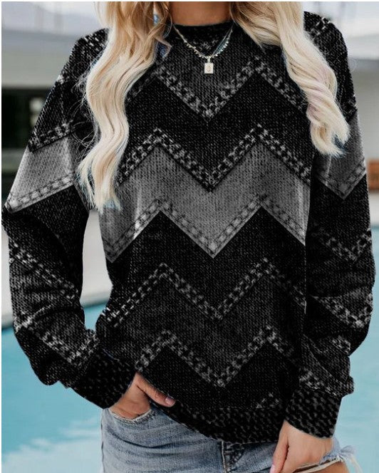 Sweat-shirt pour femme à col rond et manches longues