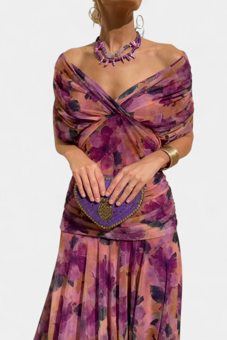 Alondra™ | V-Ausschnitt Langes Floral-Maxikleid