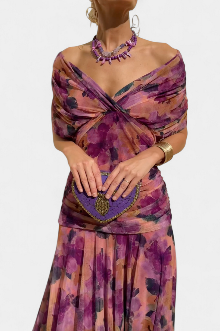 Alondra™ | V-Ausschnitt Langes Floral-Maxikleid