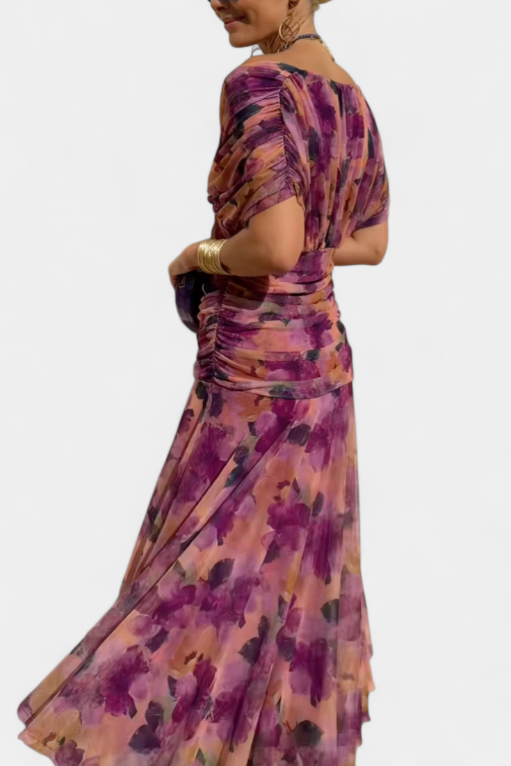 Alondra™ | V-Ausschnitt Langes Floral-Maxikleid