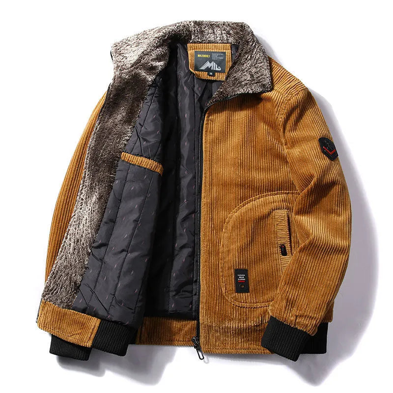 Herren Bomberjacke mit Plüschkragen und Taschen