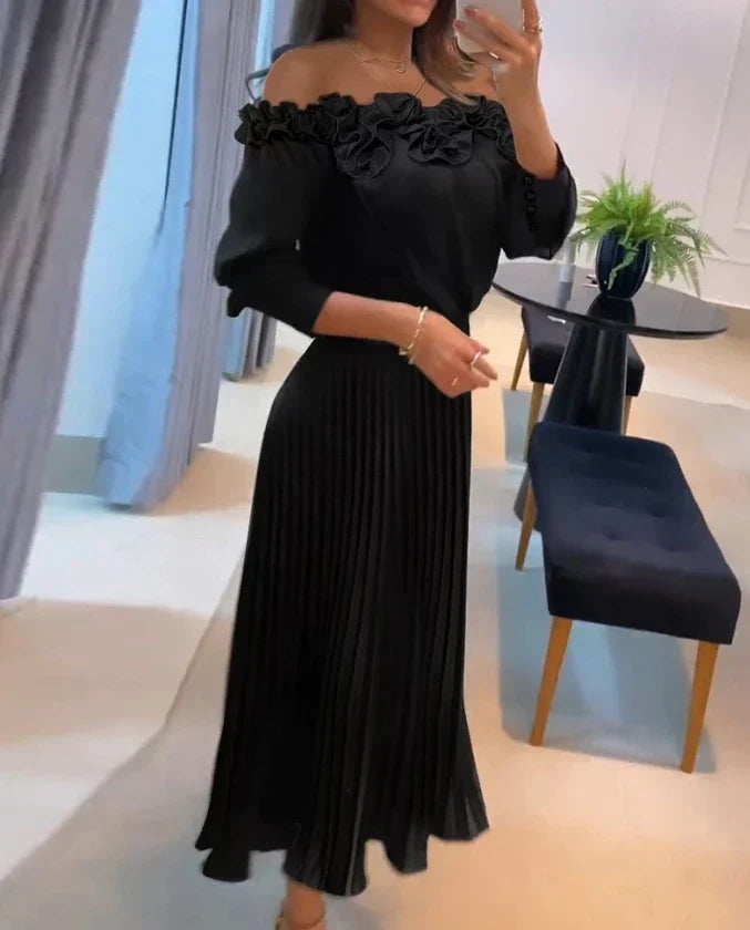 Carina | Atemhaftes Off-Shoulder Maxikleid
