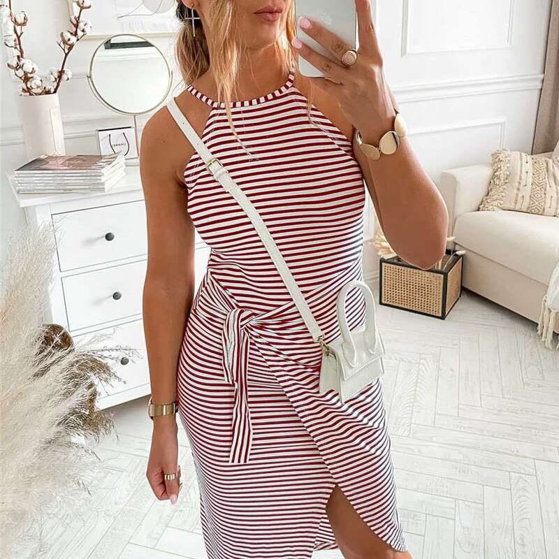 Bénanique™️ Gestreiftes Midi-Kleid - Lässiger Stil