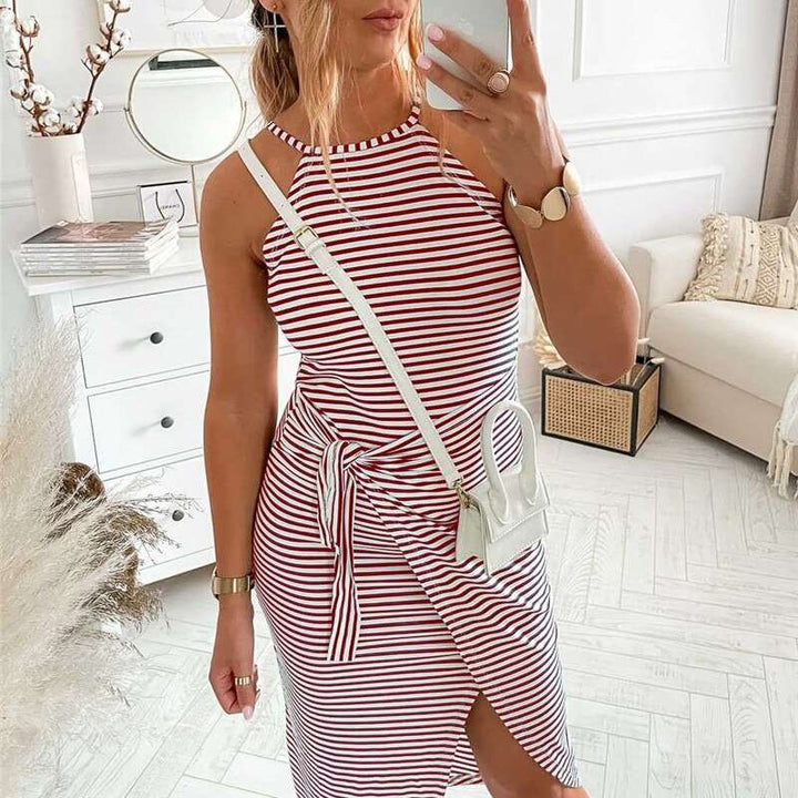 Bénanique™️ Gestreiftes Midi-Kleid - Lässiger Stil