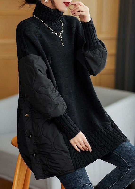 Hailey™ - Einfacher Patchwork-Pullover mit Rollkragen