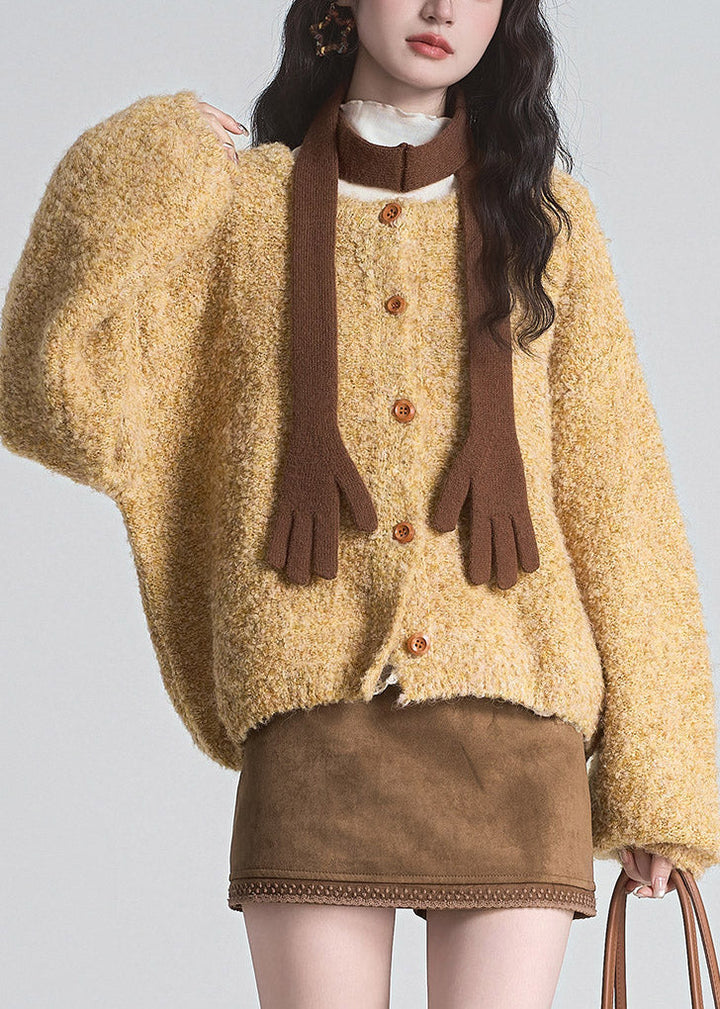 Damen Strickjacke mit Rundhalsausschnitt und langen Ärmeln