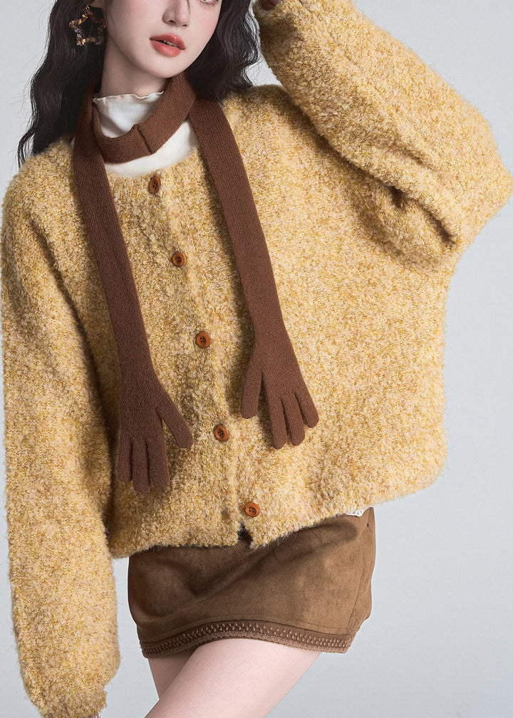 Damen Strickjacke mit Rundhalsausschnitt und langen Ärmeln