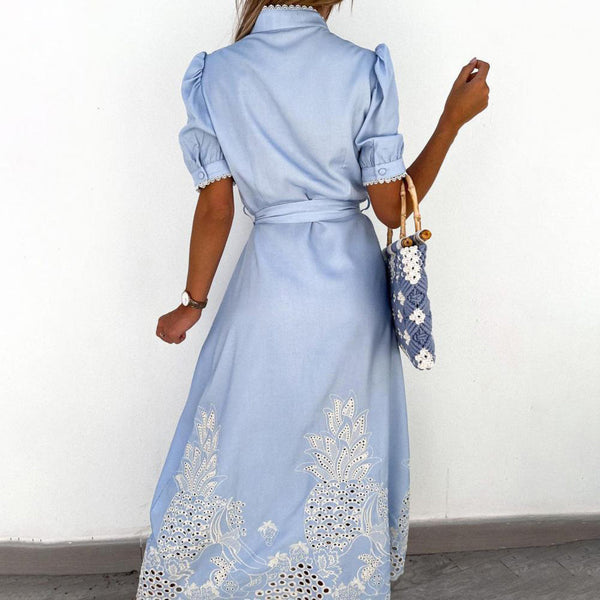 Celeste | Damen Maxi-Kleid mit Bindegürtel