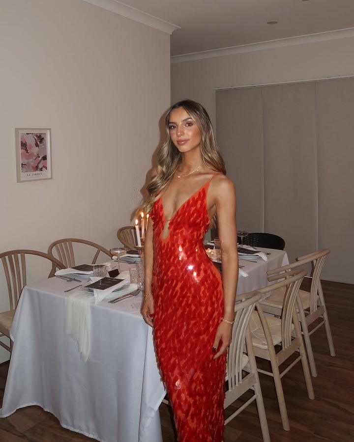 Kalea - Glitzer Pailletten Rückenfreies Trägerkleid