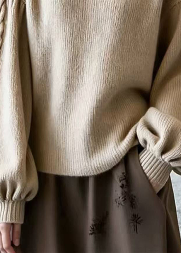 Damen Pullover mit eckigem Ausschnitt und Laternenärmeln