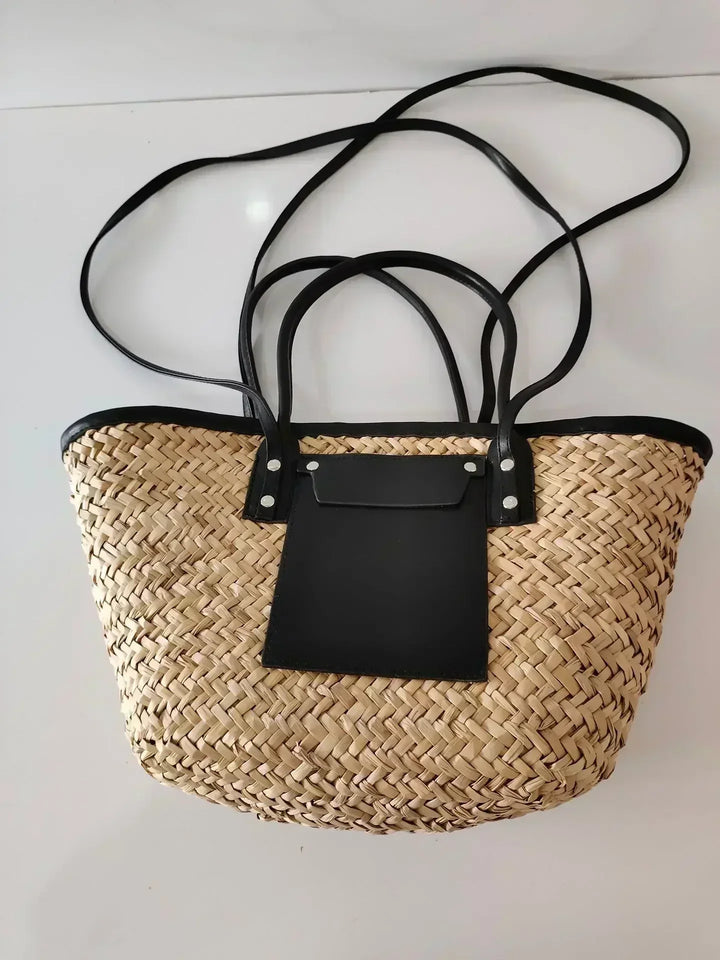 Torborg | Elegante Strohtasche mit Lederakzenten