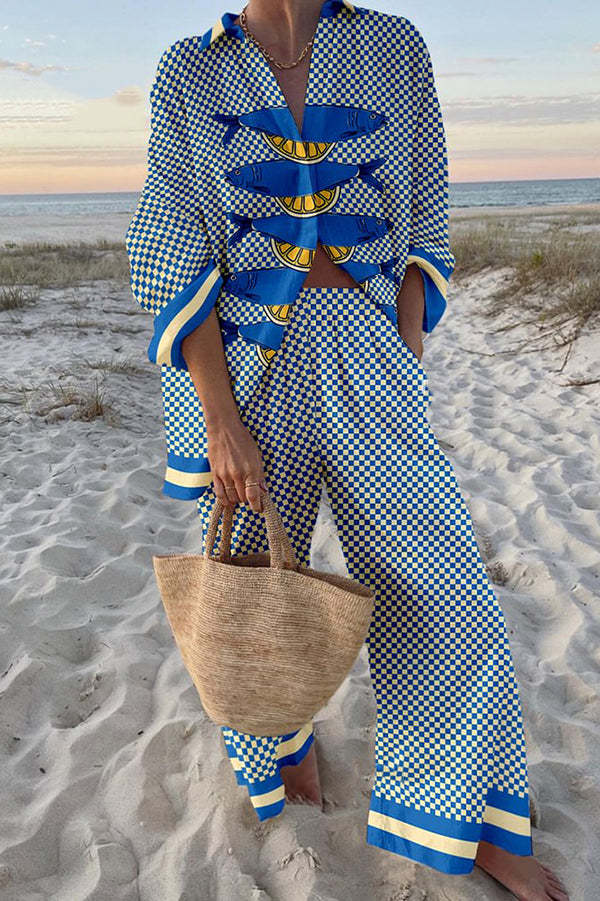Trivela™ | Leinen-Set mit Sardinen- und Zitronen-Print.