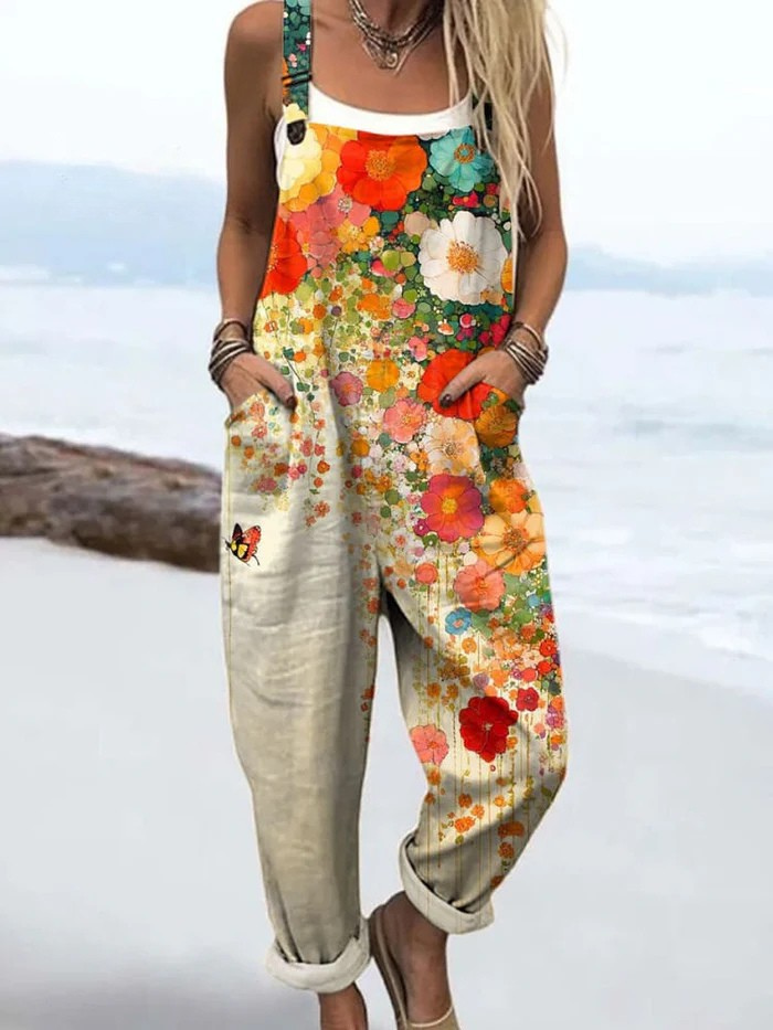 Vintage Floral Jumpsuit Damen - Müheloser Stil & Ganztägiger Komfort