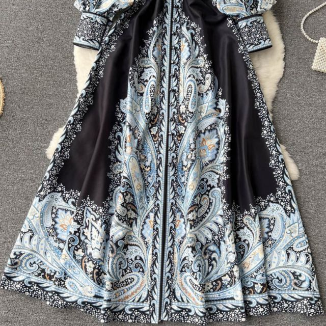 Blumen A-Linien Kleid mit Gürtel