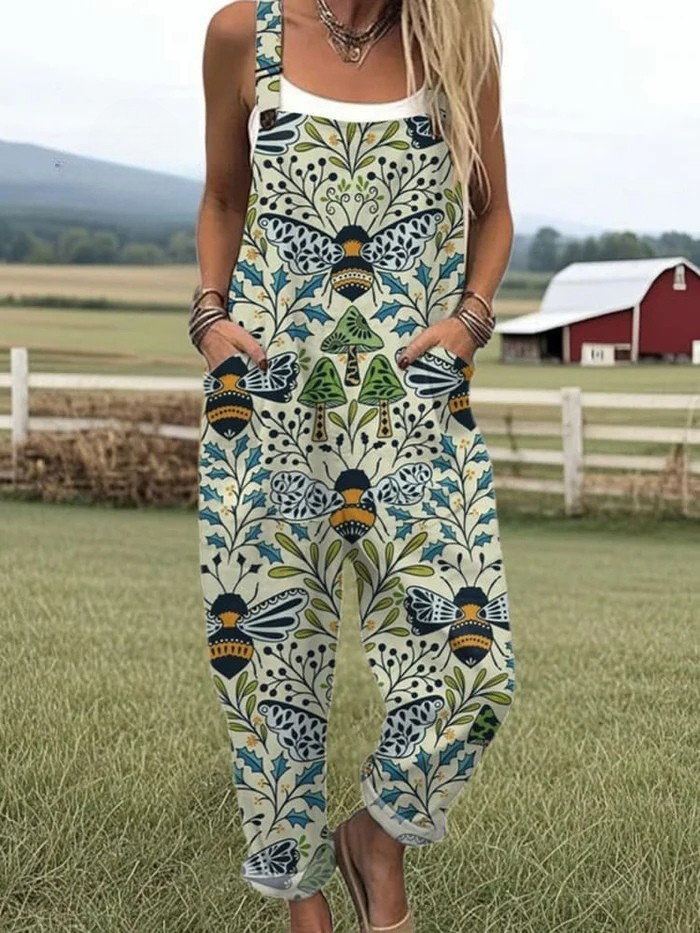 Carole™ - Damen Sommerverspielte Gedruckte Latzhose