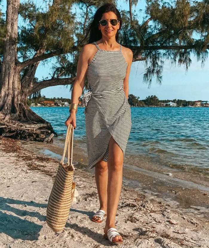 Bénanique™️ Gestreiftes Midi-Kleid - Lässiger Stil