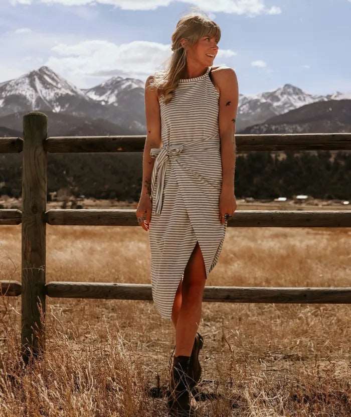 Bénanique™️ Gestreiftes Midi-Kleid - Lässiger Stil