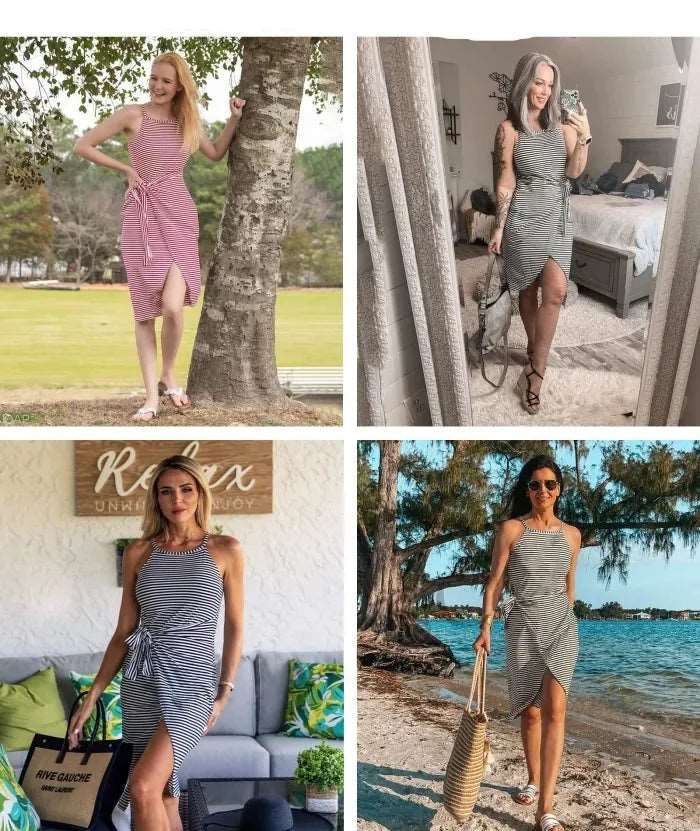 Bénanique™️ Gestreiftes Midi-Kleid - Lässiger Stil