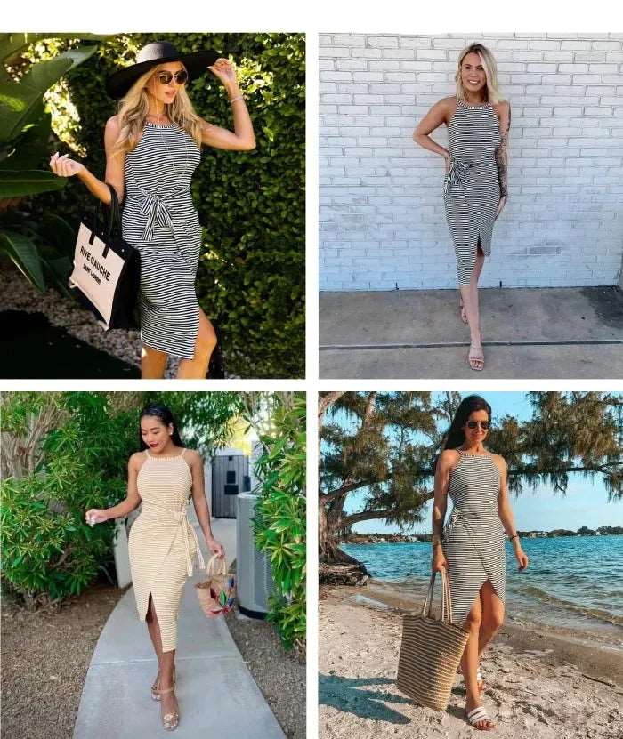 Bénanique™️ Gestreiftes Midi-Kleid - Lässiger Stil