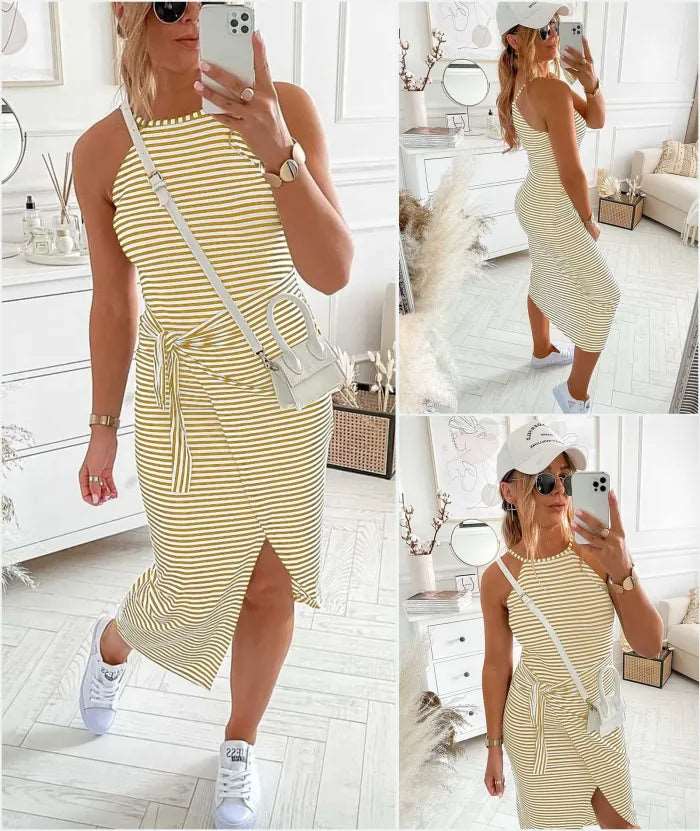 Bénanique™️ Gestreiftes Midi-Kleid - Lässiger Stil
