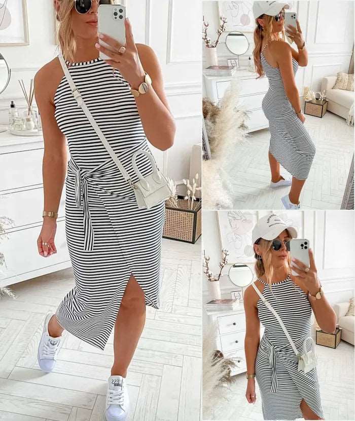 Bénanique™️ Gestreiftes Midi-Kleid - Lässiger Stil