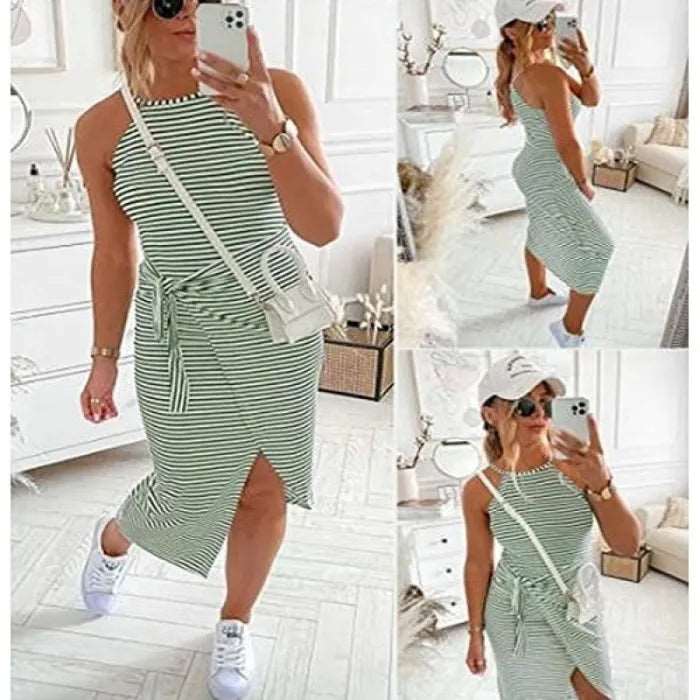 Bénanique™️ Gestreiftes Midi-Kleid - Lässiger Stil