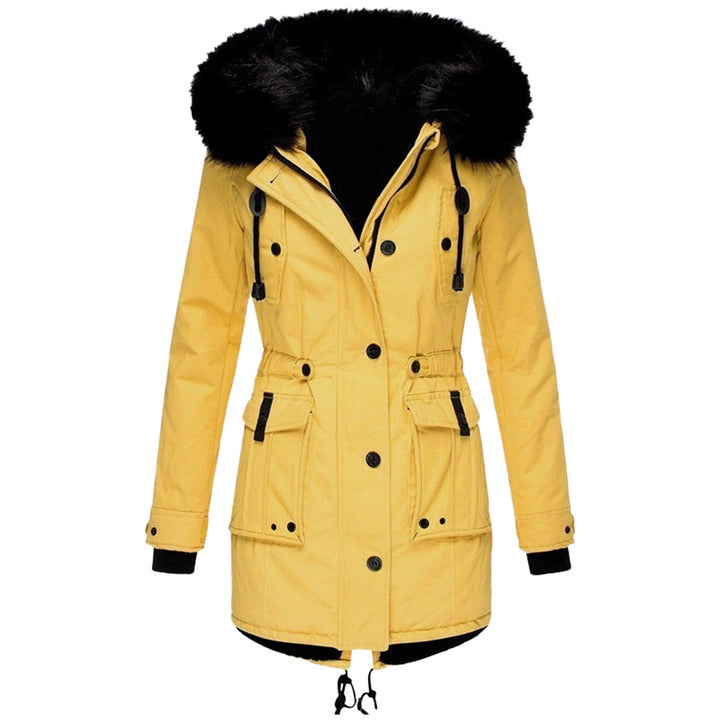 Damenparka mit Kapuze, Knöpfen und Taschen