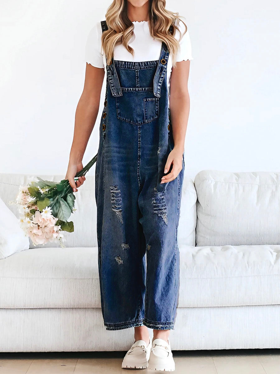 Thessa™ - Verwaschene Denim-Latzhose