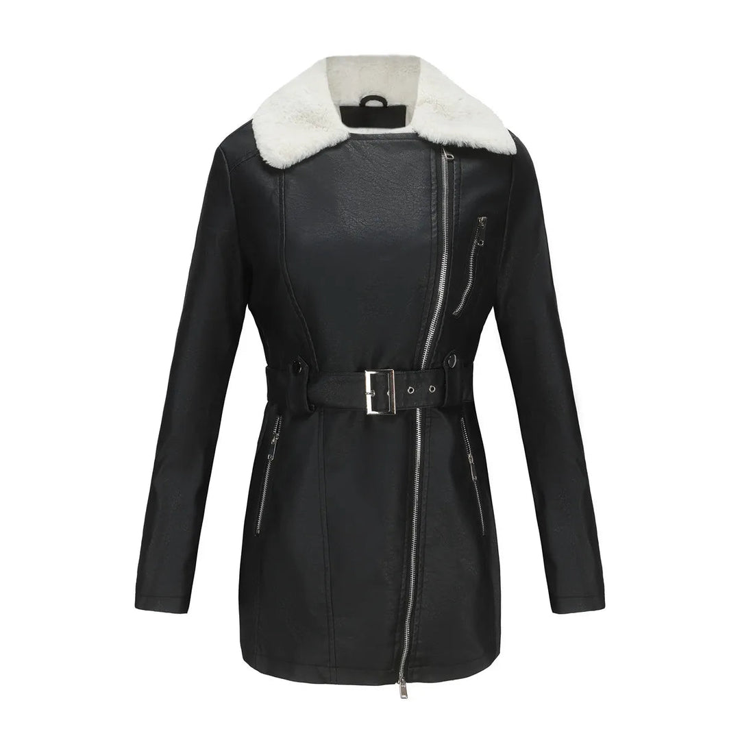 Cappotto invernale da donna con cintura e tasche