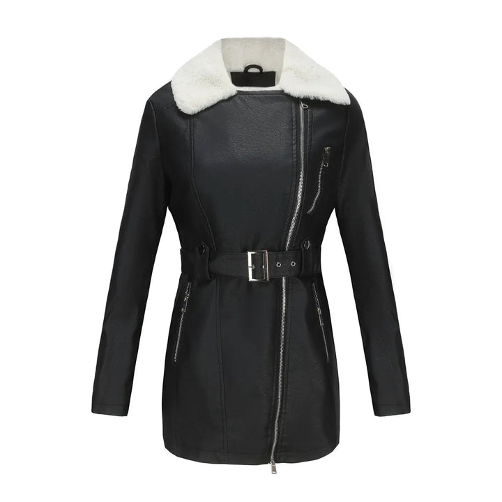 Cappotto invernale da donna con cintura e tasche