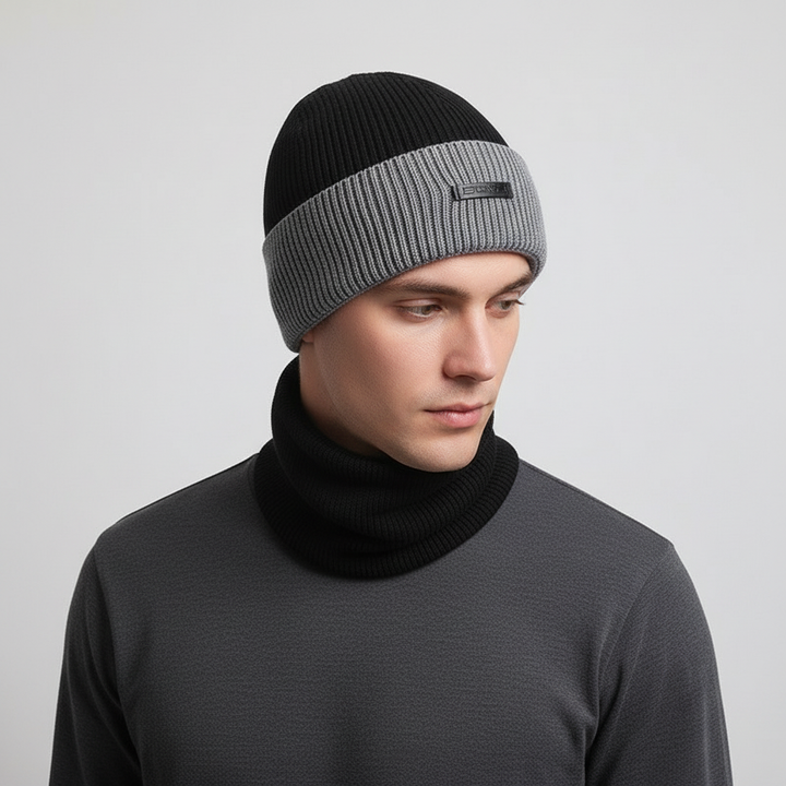 Wollmütze mit passendem Schal - WarmCombo für Kopf und Hals