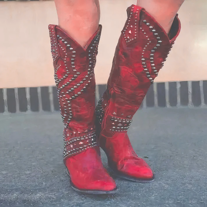 Mia™ - Western-Kniehohe Stiefel
