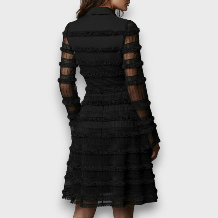 Parisa – Midi-Kleid mit transparenten Fransen-Details
