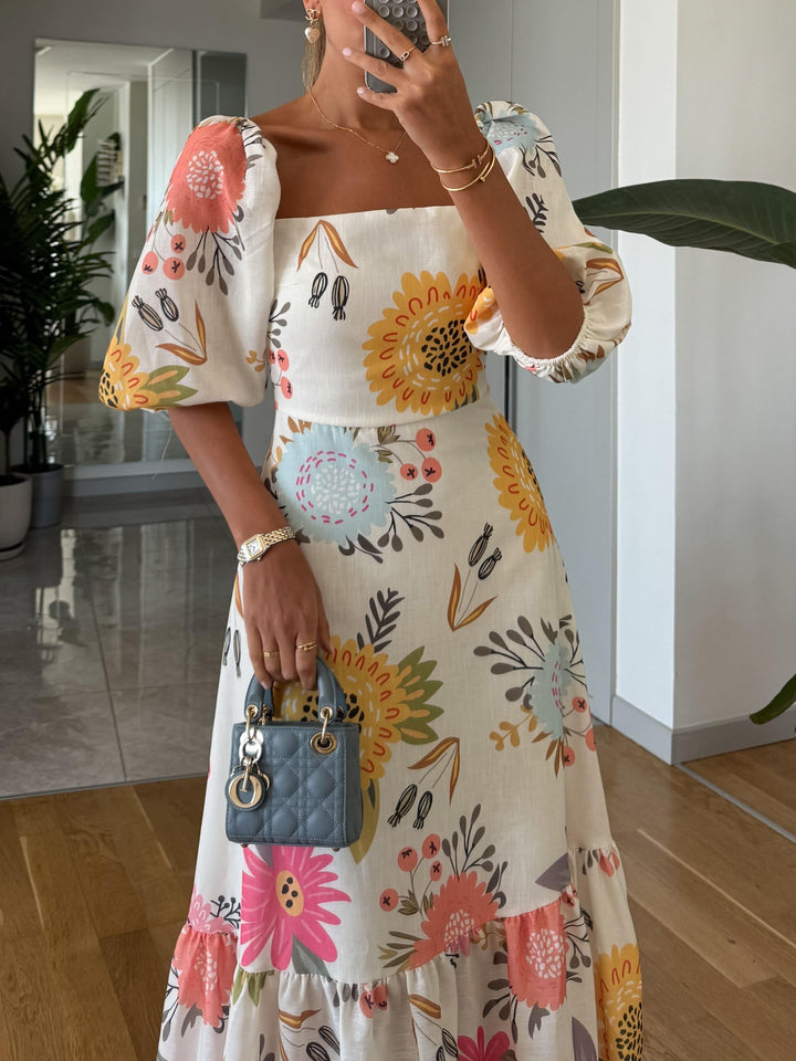 CAMILLE – ELEGANTES BLOOM PUFF-SLEEVE KLEID