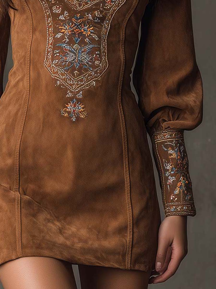 Lunori™ | Lila besticktes Minikleid