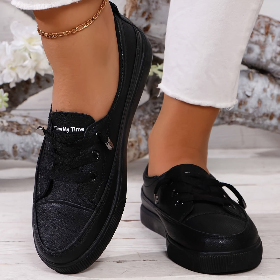 Damen weiße Schnürschuhe flach orthopädisch - atmungsaktive weiche Einlegesohle