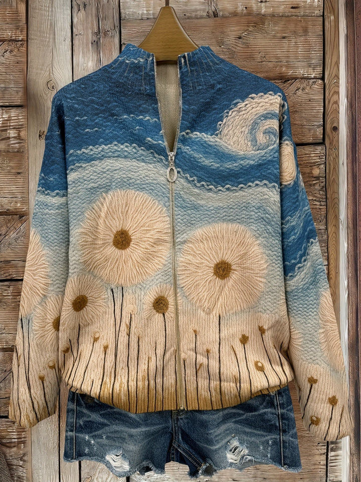 Yolanda | Damen gesteppte Strickjacke mit Reißverschluss