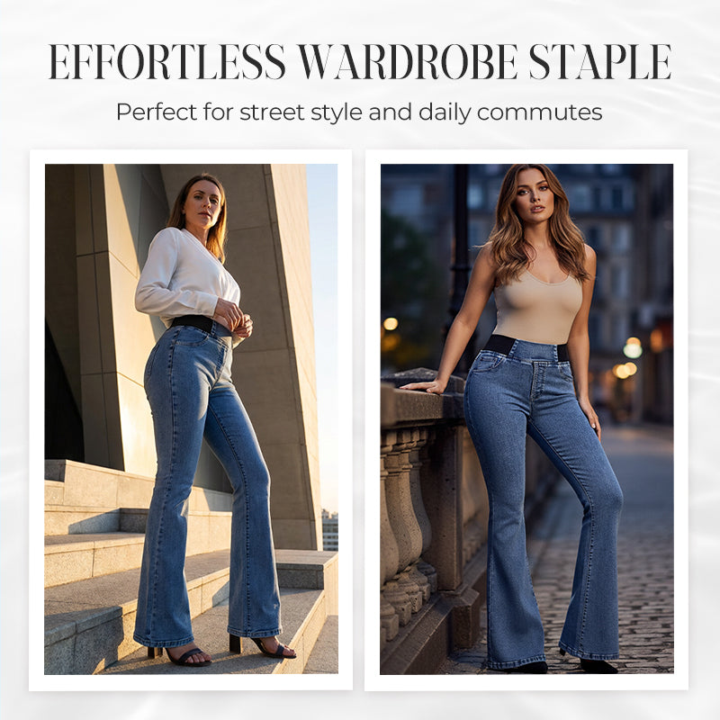 Damenjeans mit hohem Bund und dehnbaren Beinen