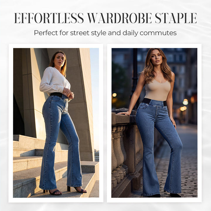 Damenjeans mit hohem Bund und dehnbaren Beinen
