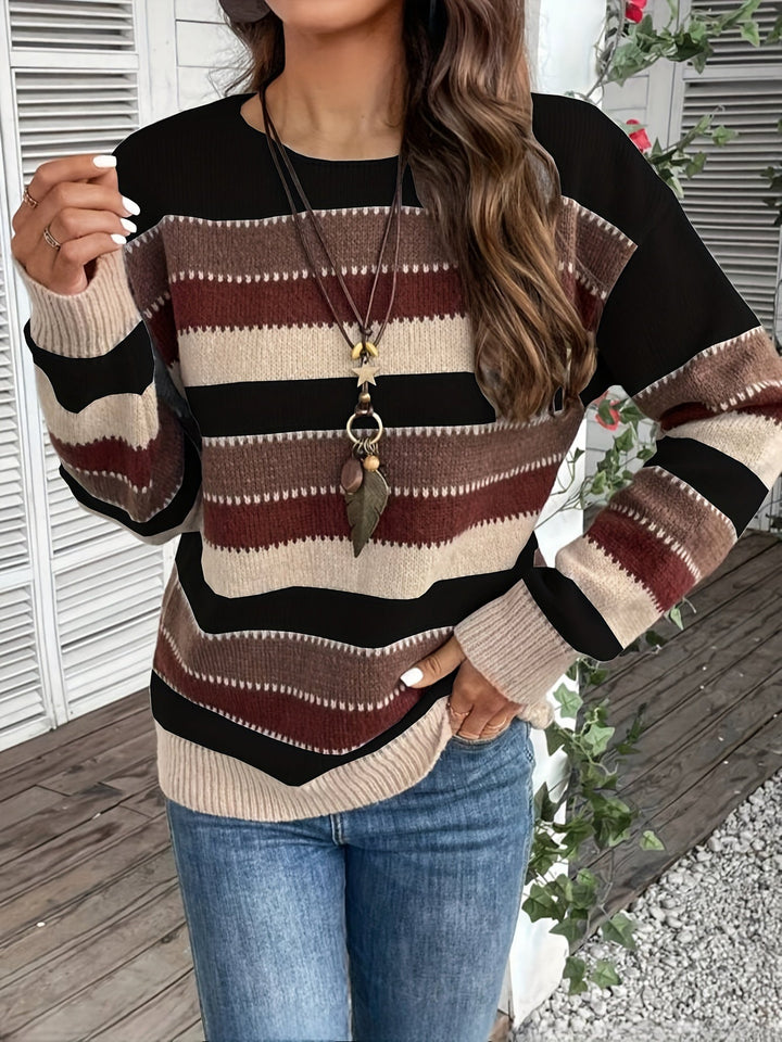 Delphine | Pullover da donna a righe con scollo rotondo