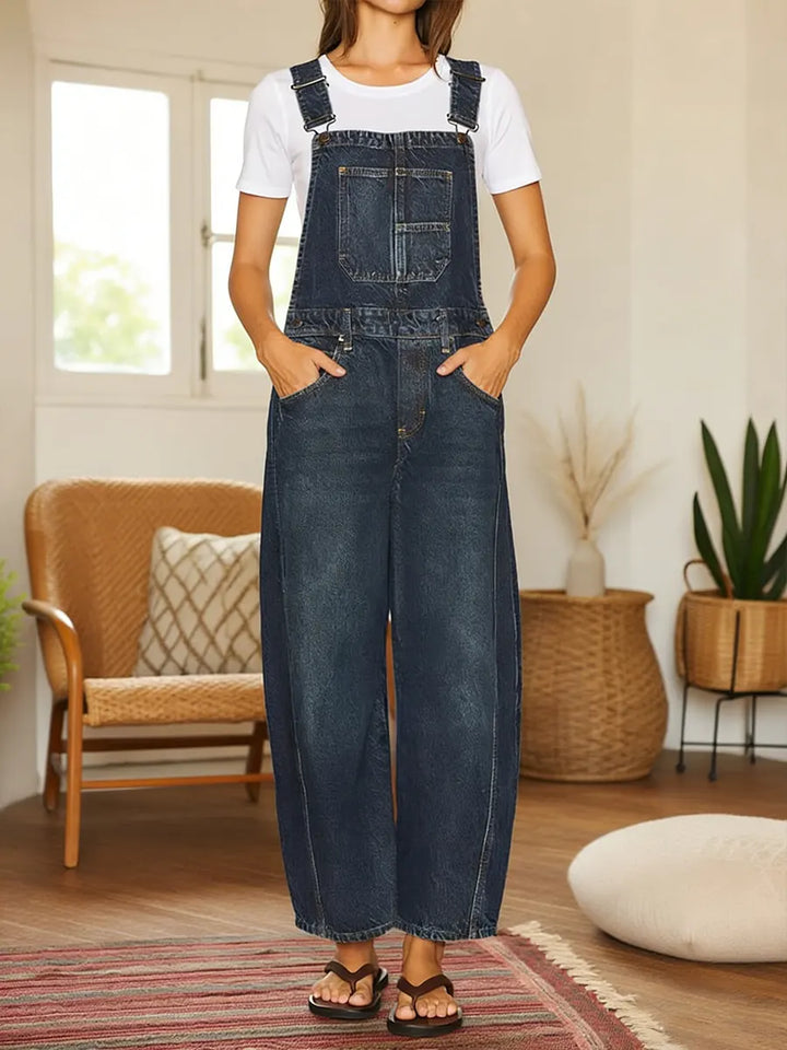Nora | Denim Latzhose Jumpsuit mit Taschen