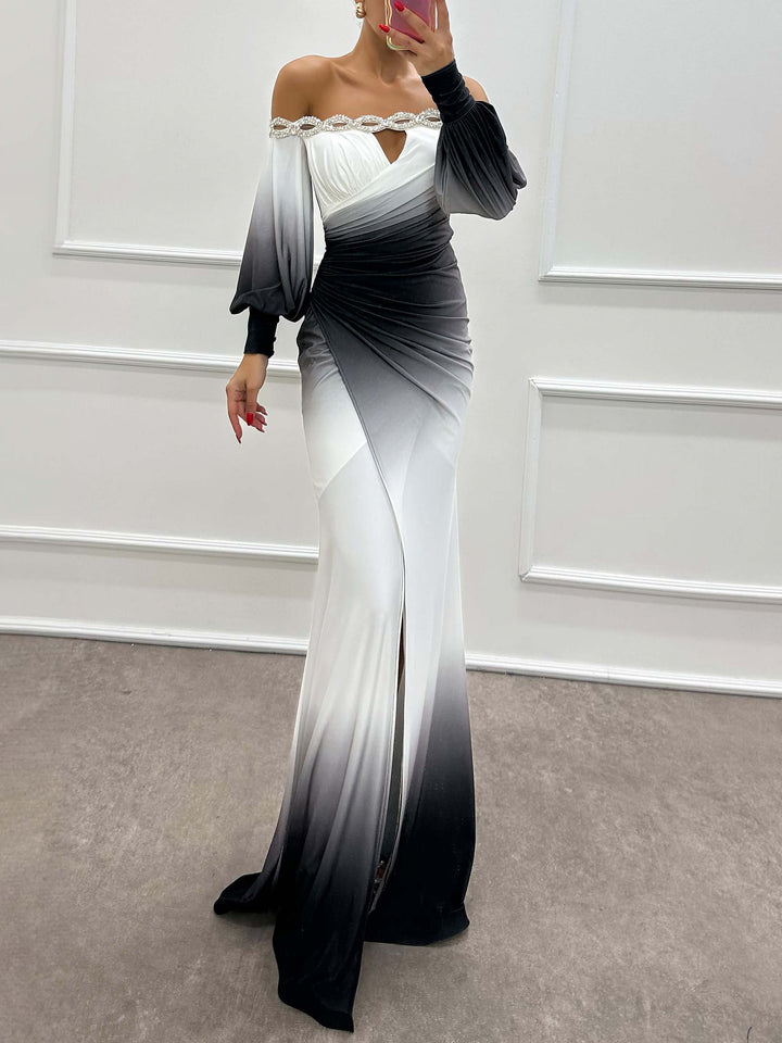 Elysia | Gradient Off-Shoulder Abendkleid