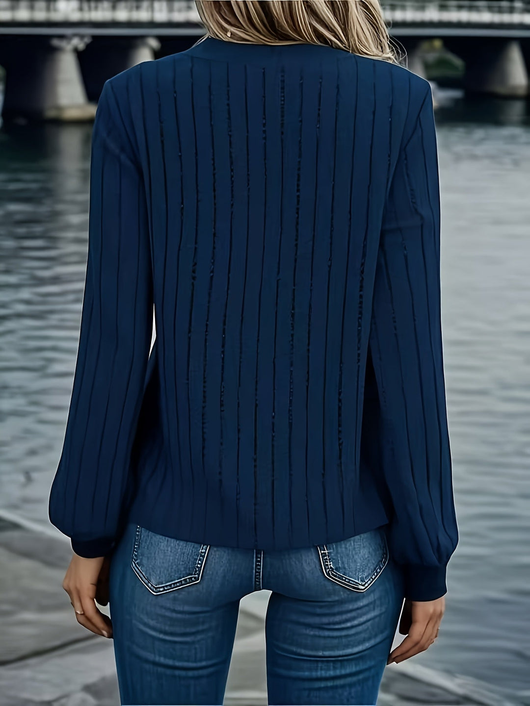 Joan™ - Stilvolles Ripp-V-Ausschnitt Sweatshirt