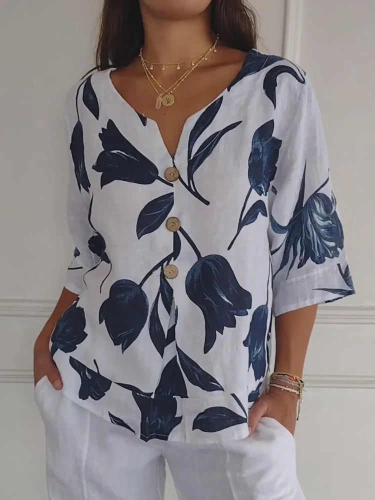 Sanne™ - Florale Button-Up Bluse